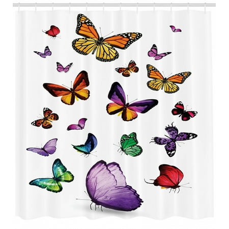 Butterfly Shower Curtain Arrangement Of Different Colored Flying