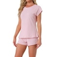 thumbnail image 4 of INSPIRAR CHIC Conjuntos de Pijamas de Manga Corta para Mujeres con Shorts de 2 Piezas Suave Cuello Redondo Ropa de Casa XL Rosa, 4 of 5
