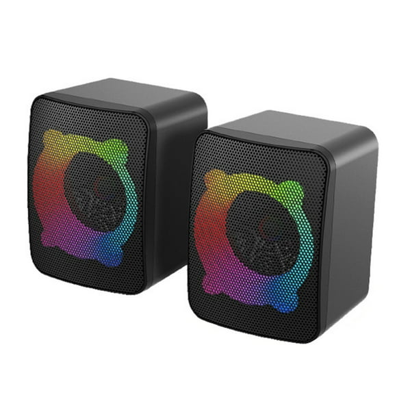 Speakers for Desktop Computer, Light Emitting Computer Speaker Usb Mobile Phone Laptop Desktop Mini Speaker Hifi Stereo Sound Cable Subwoofer Computer Audio 2 Pcs