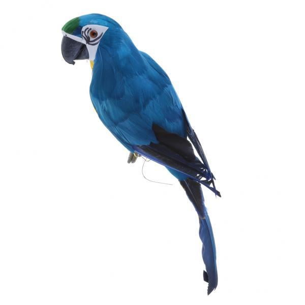 Fake Artificial Parrot Feather Bird 45cm Budgie Garden Home Decoration Blue 
