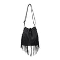 thumbnail image 4 of Ethern Large Capacity PU Leather Handbag Bucket Bag with Drawstring Adjustable Shoulder Black, 4 of 9