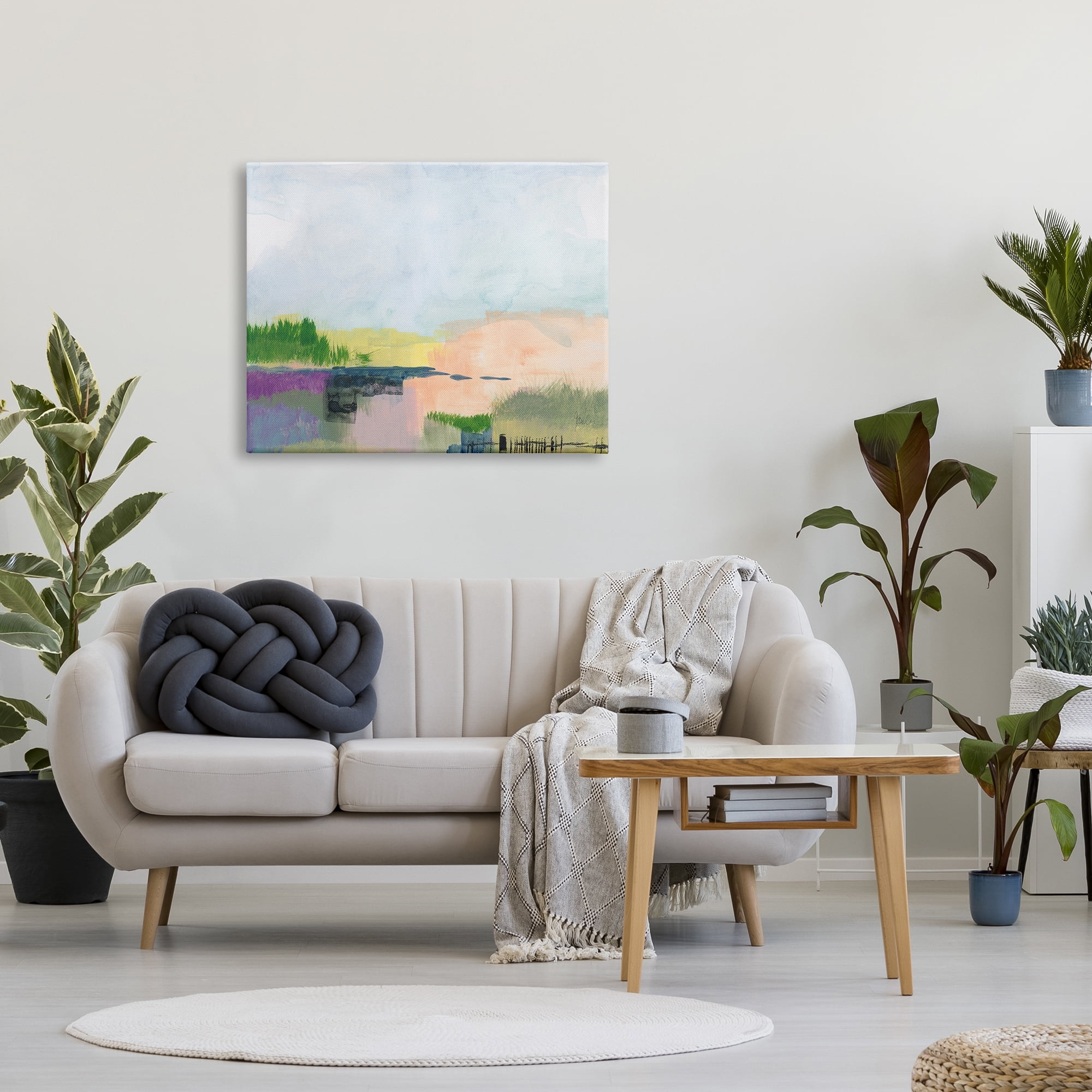 Stupell Industries Rural Pastel Landscape Comforting Farmland Hills Scenery Painting Gallery Wrapped Canvas Print Wall Art, Design by Jan Weiss