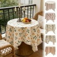 thumbnail image 7 of Round Tablecloth 90cm Round Tablecloth with Tassel Lace Edge, Fruit Floral Print Washable Decorative Kitchen Dining Table Cover for Home Decor, Multicolor A Tablecloth With Tassels, 7 of 7