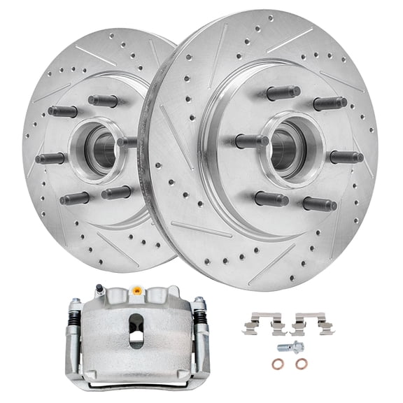 Detroit Axle - RWD Front Brake Kit for 2004 2005 Ford F-150 6-Lug Front Drilled Rotors Left Brake Caliper