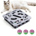 thumbnail image 6 of HUISZJ Cat Nail File Scratcher, Interactive Cat Nail File Scratcher Board with 3 Bell Balls, Cat Puzzle Maze Holes Toy for Scratching Hunting (Gray), 6 of 8