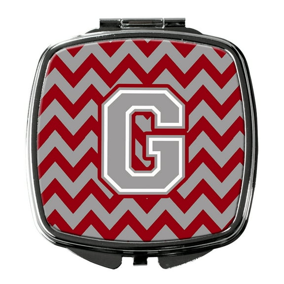 Letter G Chevron Crimson and Grey   Compact Mirror
