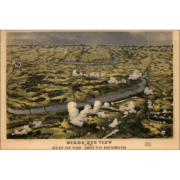 24"x36" Gallery Poster, map of Richmond virginia battle Chickahominy 1862