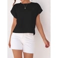 thumbnail image 7 of Womens Short Sleeve Cropped T-shirts Summer Rolled Dolman Sleeve Crop Tops Casual Round Neck Solid Short Basic Tees, 7 of 7