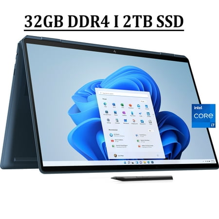 HP Spectre X360 16 2-in-1 Business Laptop 16" 3K+ IPS 100% sRGB Touchscreen 12th Gen Intel 14-Core i7-12700H Processor 32GB DDR4 2TB SSD Backlit Fingerprint Thunderbolt Pen B&O Audio HDMI Win11 Blue