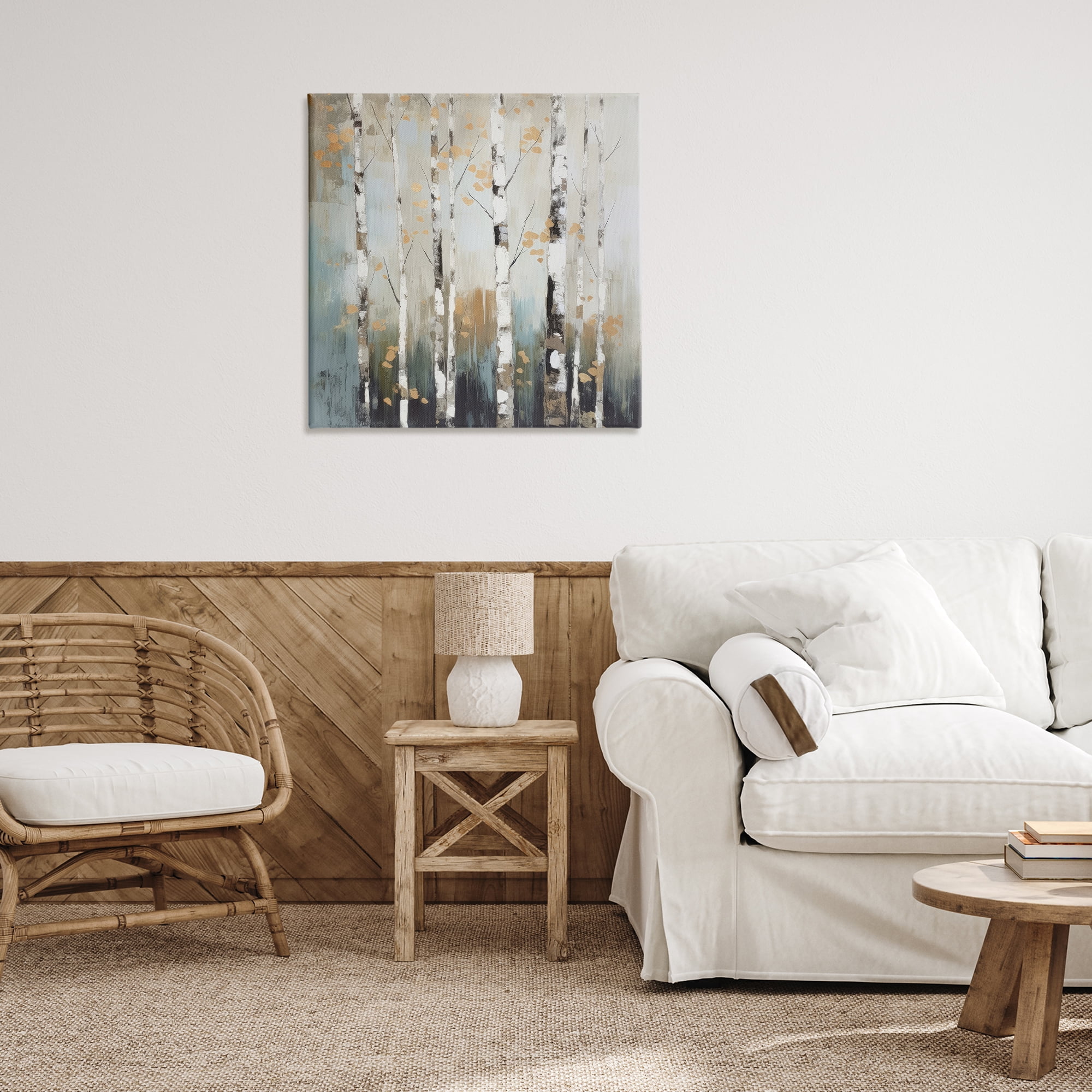 Stupell Industries Autumn Birch Impressions Landscape & Nature Painting Wrapped Canvas Art Print Wall Art, 30 x 30