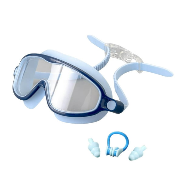 Swim Goggles with Nose Cover, Wide View Diving Mask Anti-Fog UV No Leak Toddlers Swimming Goggles for Kids