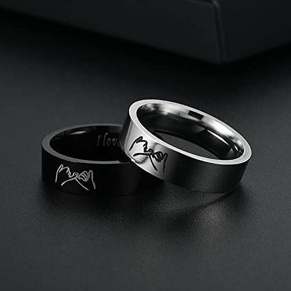 University Trendz 2PCS Her King His Queen Black Titanium Stainless Steel Couple  Rings Stainless Steel Black Silver Plated Ring Set Price in India - Buy  University Trendz 2PCS Her King His Queen