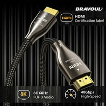 Bravoul 10K 8K HDMI Cable 48Gbps 6.6 FT, Certified Ultra High Speed HDMI® Cable 4K 240Hz 144Hz 120Hz 8K60Hz 0.01ms HDR10  eARC HDCP2.3  TV PC Monitor Projector PS5 Xbox