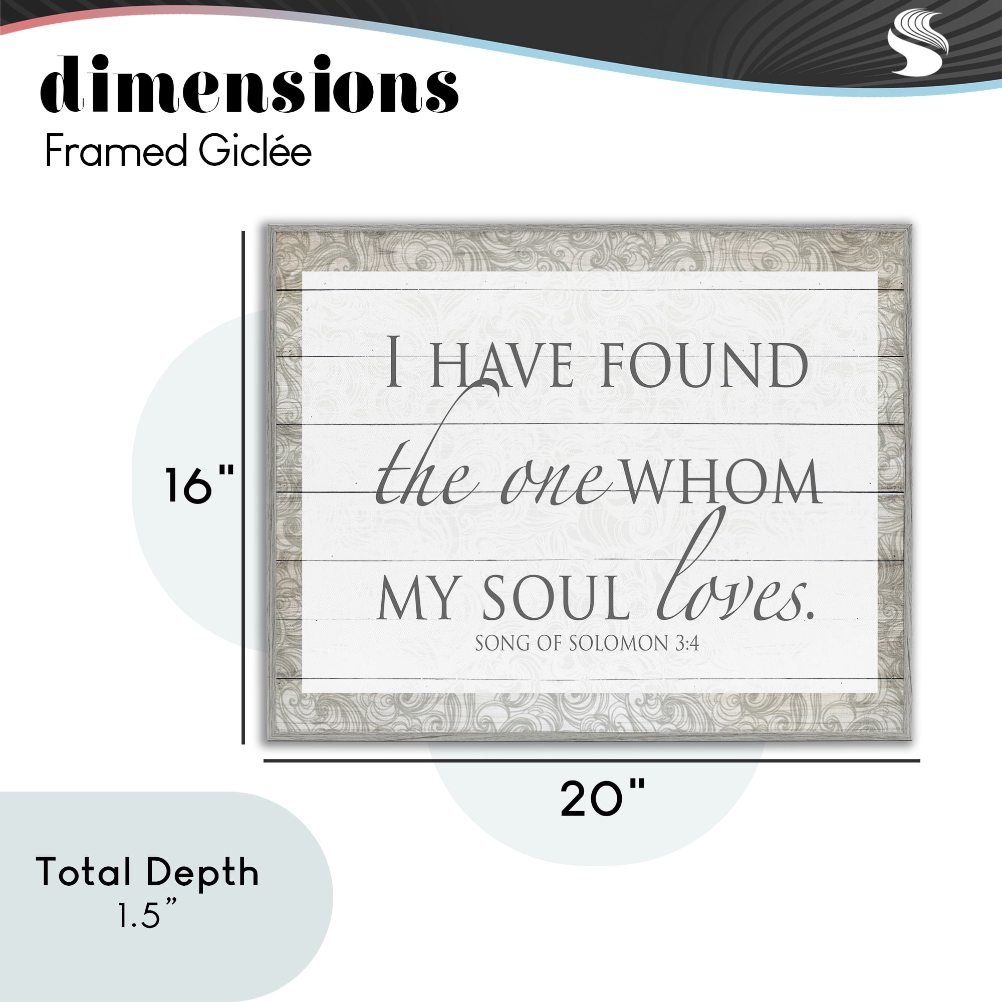 Stupell Industries The One Whom My Soul Loves Gray Framed Giclee Art, design by SD Graphics Studio