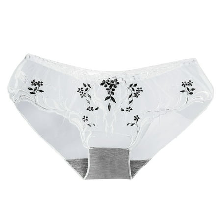 

Felwors Underwear Women s Summer Fashion Embroidery Mesh Simple And Charming Thin Transparent Women s New Triangle Pants Size M