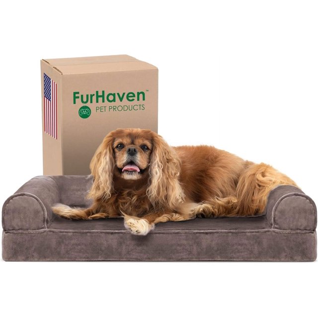 Cooling Gel Dog Bed for Large Dogs w/ Removable Bolsters & Washable Cover, For Dogs Up to 95 lbs - Quilted Sofa - Iron Gray, Jumbo/XL
