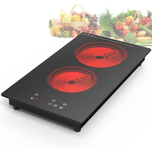 GIHETKUT Electric Cooktop, Built-in and Countertop Electric Stove Top, 2100W 110V Electric Cooktop, 9 Heating Level, Timer & Kid Safety Lock, Sensor Touch Control