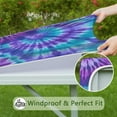 thumbnail image 6 of Purple Blue Tie Dye Spiral Pattern Square Fitted Tablecloth with Elastic Edge,Square Table Cover,Washable Elastic Table Cover for Home Kitchen Party Decor 34"x34", 6 of 6