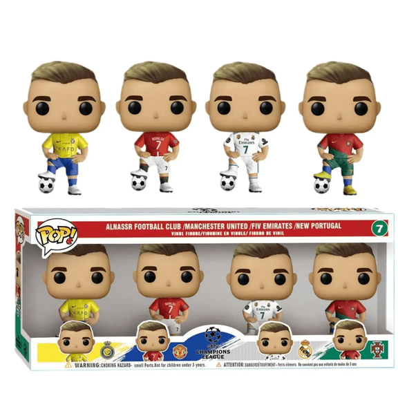 Paquete 4 Funkos Fútbol Cristiano Ronaldo: Portugal, Manchester, Madrid y Al Nassr