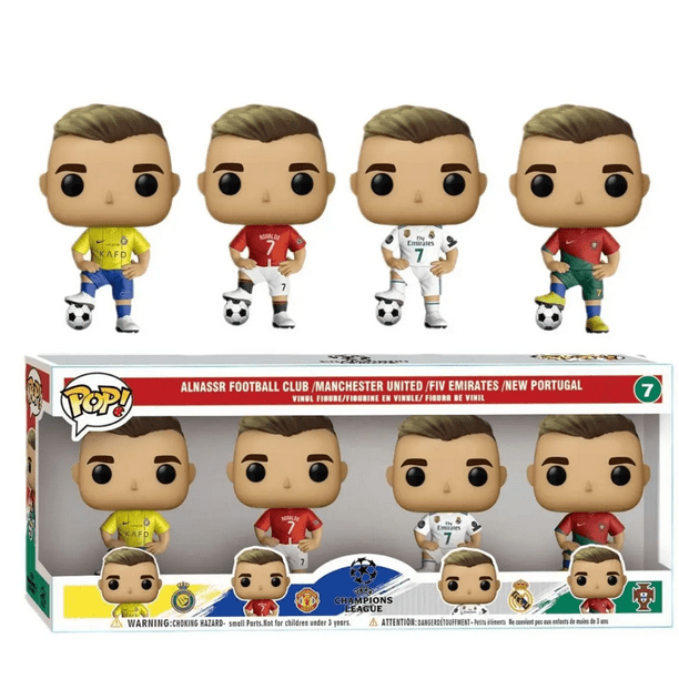 Paquete 4 Funkos Fútbol Cristiano Ronaldo: Portugal, Manchester, Madrid y Al Nassr