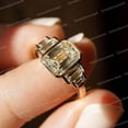 thumbnail image 3 of CHIRAGEMSJEWELS Five Stone Cluster Diamond Ring Bezel Set Moissanite Engagement Ring 3 Ct Emerald Cut Moissanite Ring Yellow Gold Wedding Bridle Ring, 3 of 4