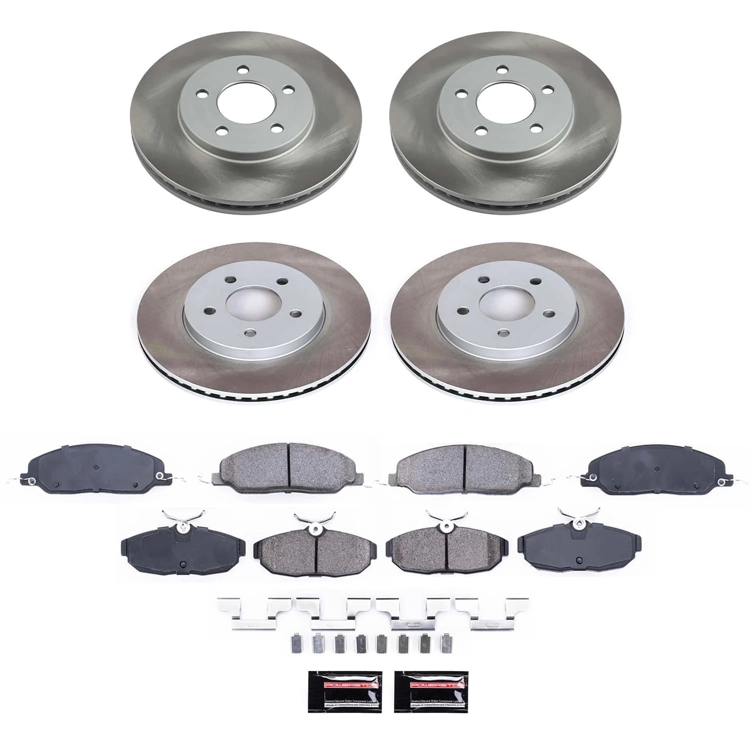 PowerStop Front and Rear Semi-Coated Rotor and Low-Dust Ceramic Brake Pad Kit SC1383