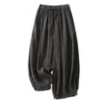 thumbnail image 1 of FNFYFH Clearance Cotton Linen Pants for Women Drawstring Cropped Pant Loose Fit Wide Leg Trousers,Gray, 1 of 4