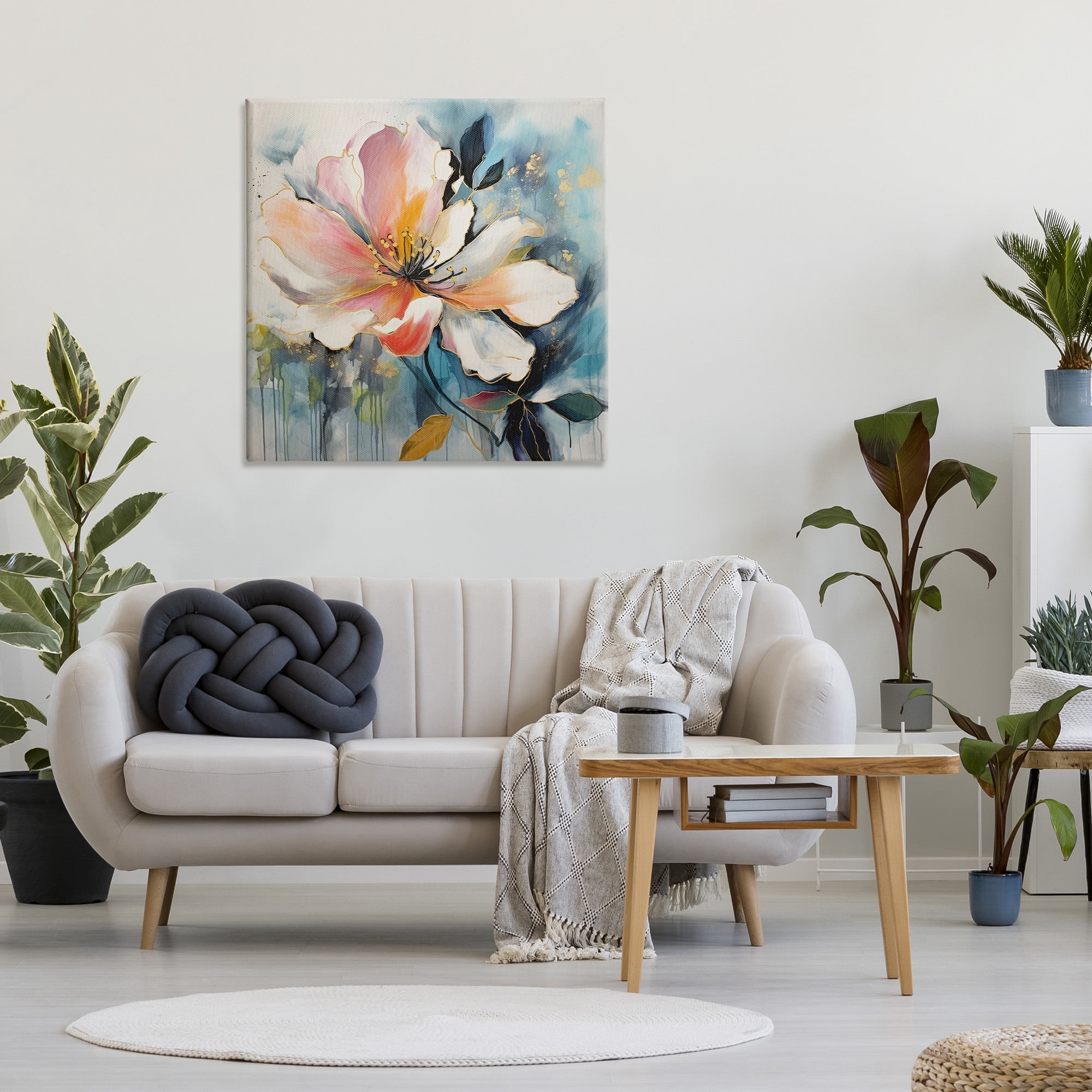 Stupell Industries Modern Drip Blossom Botanical & Floral Painting Gallery Wrapped Canvas Art Print Wall Art, 36 x 36