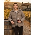 thumbnail image 3 of Heting Men's Winter Thickened Quilted Puffer Parka Jacket Coat Removable Hood Khaki XL, 3 of 9