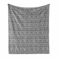 thumbnail image 1 of Tribal Soft Flannel Fleece Throw Blanket, Monochrome Design Style Continuous Zentangle Triangles Pattern, Cozy Plush for Indoor and Outdoor Use, 70" x 90", Charcoal Grey and White, by Ambesonne, 1 of 5
