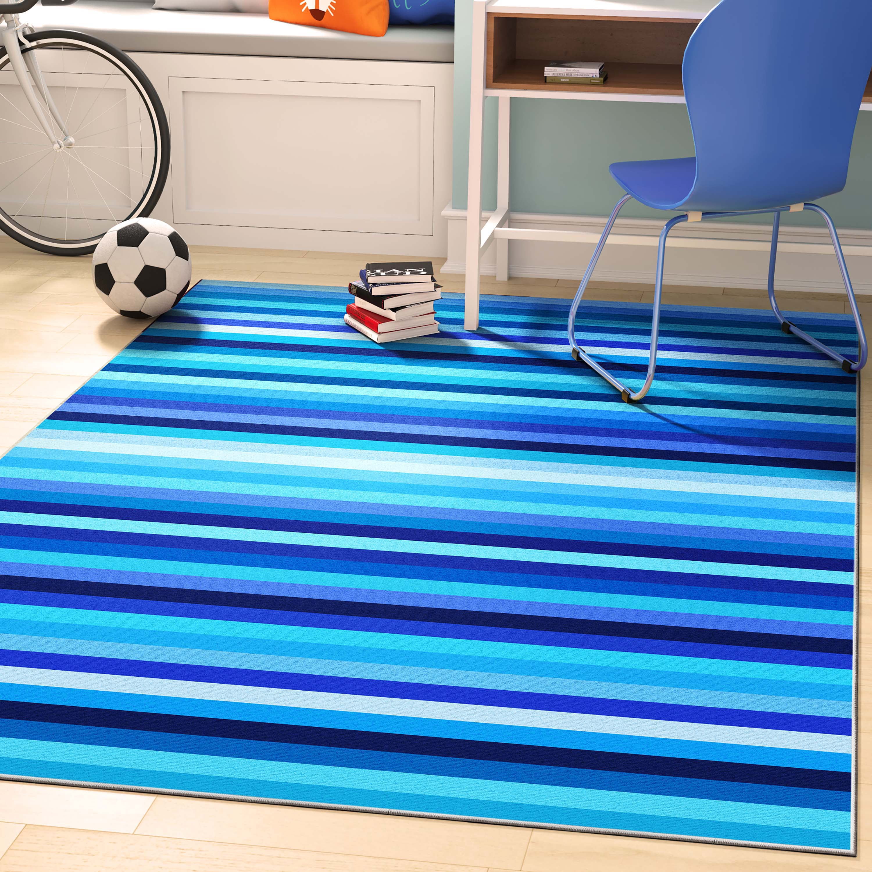 Crayola Collection By Well Woven Stripe Blue 7'10" x 9'10" Area Rug