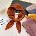 thumbnail image 5 of Eoperou Women Square Scarf Plain Color Wavy Edge Pleated Neck Wear Temperament Thin Silky Crinkled Scarf for Office, 5 of 8