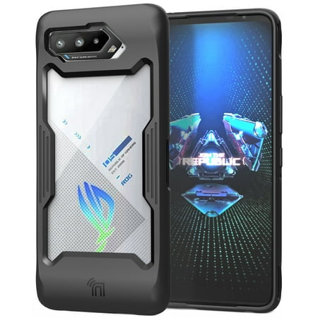 Nakedcellphone Showcase Series Compatible with ASUS ROG Phone 5 / ROG 5 Pro / ROG 5 Ultimate Case, Matte Black Rugged TPU Rubber Hybrid Cover with Clear Transparent View Panel