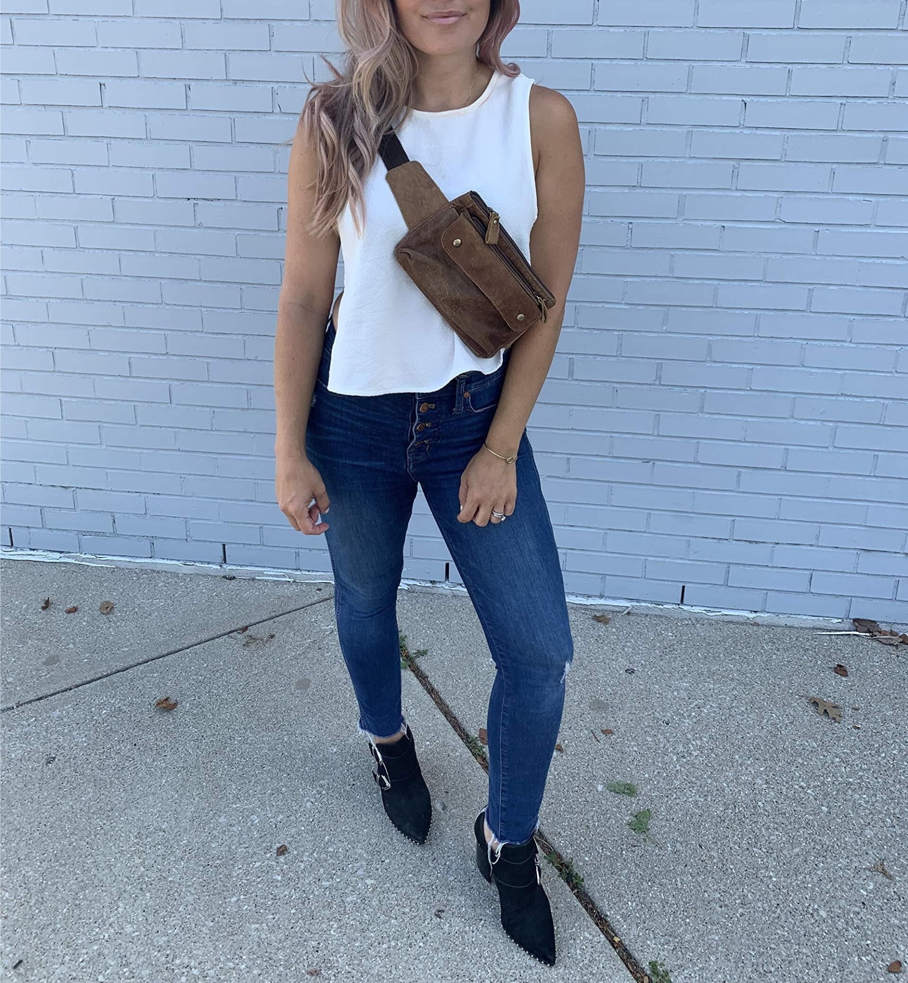Fanny Pack Genuine Leather Belt Bag for Women or Men