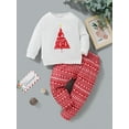 thumbnail image 3 of NZRVAWS Baby Boys Clothes Christmas Tree Print Long Sleeve Round Neck Top +Pants 2Pcs Outfits Set 3-6 Months,White, 3 of 7