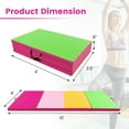 thumbnail image 3 of Costway 10' x 4' x 2" 4-Panel Folding Exercise Mat with Carrying Handles for Gym Yoga Pink&Yellow, 3 of 10