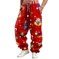 thumbnail image 2 of Ceisia Men's Red Carnival Clown Print Casual Pants Elastic Waist Drawstring Party Trousers Gifts, 2 of 4