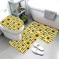 Bathroom Rugs Sets 3 Piece yellow sunflowers black white striped Non