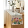 thumbnail image 5 of Table Runner 108 Inches Long for Kitchen Dining, Spring Floral Dresser Scarf Farmhouse, Dining Table Decorations for Wedding/Parties, Watercolor Lavender Daisy Butterflies Linen 13 x 108 In, 5 of 8