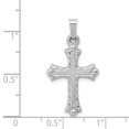 thumbnail image 3 of Finest Gold 14K White Gold Textured & Polished Fleur de lis Cross Pendant, 3 of 4