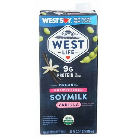 (Pack of 12) West Life Soymilk Unsweetened Vanilla Organic 32 fl oz