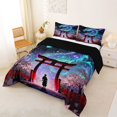 thumbnail image 2 of Metsweet Galaxy Gradient Dragon Full Size Comforter Sets 3-Piece, Japanese Samurai Sakura Bedding Comforter Set, Blue Purple Red Black,Black Reversible,1 Comforter and 2 Pillowcases, 2 of 6