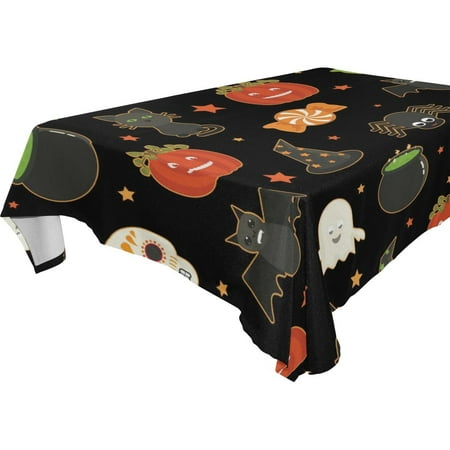 

POPCreation Skull Cat Bat Tablecloths Pumpkin Carving Table Top Decoration 60x120 inches