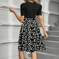 thumbnail image 4 of Mlqidk Business Dresses for Women Puff Sleeve Teacher Dress Boho Midi Dresses Floral Print Tie Waist Long Modest Shirt Dresses Elegant Office Attire Black 2XL, 4 of 6
