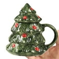 thumbnail image 2 of Christmas 15oz Christmas Tree Mug With Lid Cute Ceramic Xmas Tree Coffee Mug Adorable Festive Ceramic Coffee Cup Winter Xmas Holiday Birthday Tabletop Drinkware Teacup Gifts For Adults Kids, 2 of 9