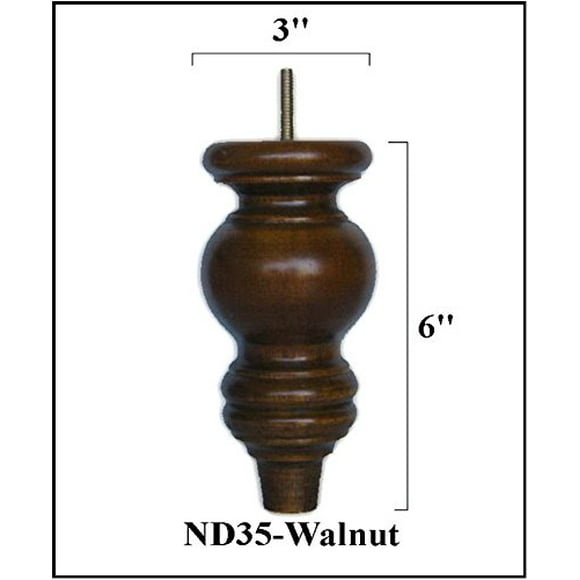 6" Wooden Turned Tapered Furniture Leg (Set of 4)