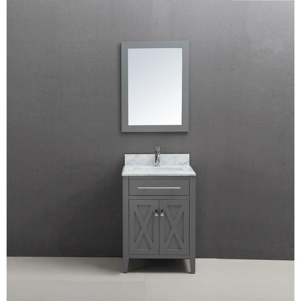 Belvedere Bath 24 Inch Belvedere Traditional Freestanding Grey Bathroom Vanity W Marble Top Walmart Com Walmart Com