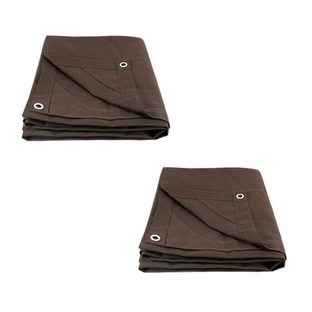 (2 Pack) 10 x 12 Dark Brown Canvas Tarp 12oz - Water Resistant & Breathable - Heavy Duty Tarps - Multipurpose Tarpaulin Cover for Camping Tent