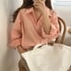 thumbnail image 5 of Blusa de manga larga con cuello vuelto, camisa fina a rayas, camisa informal para mujer para todas las estaciones, naranja M, 5 of 8