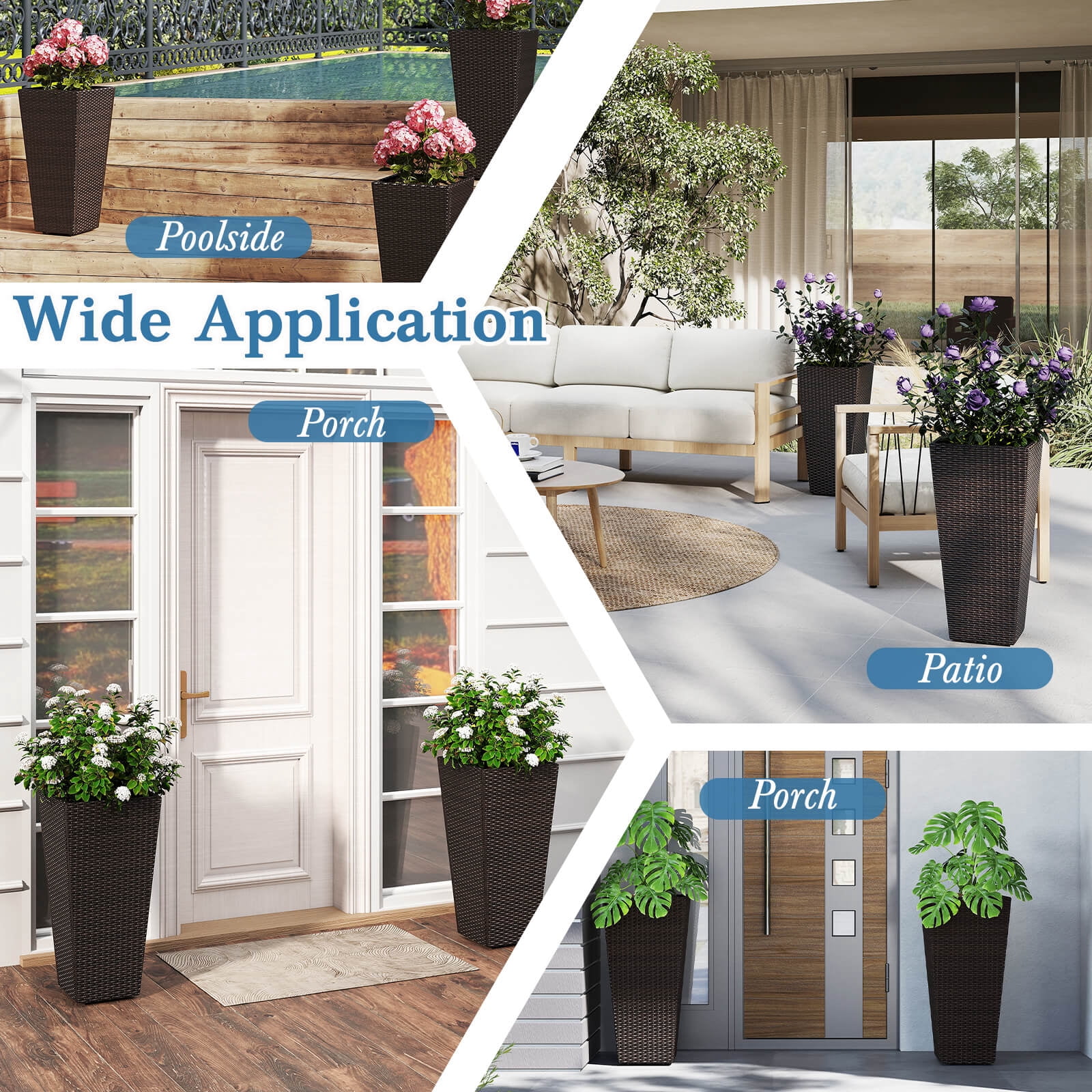 Costway 30” Tall Flower Pot Set of 2 Planter Pots with Open-ended Base & Non-woven Soil Bag